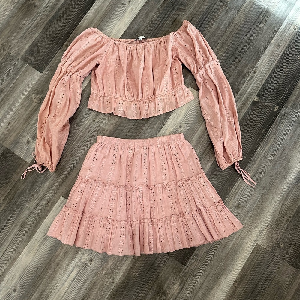 HYFVE Blush Off-Shoulder Skirt Set